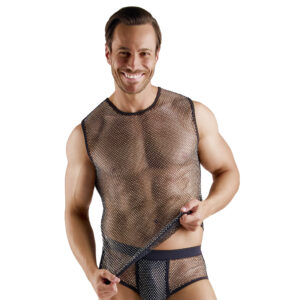 Herre Net Shirt med Glitrende Effekt