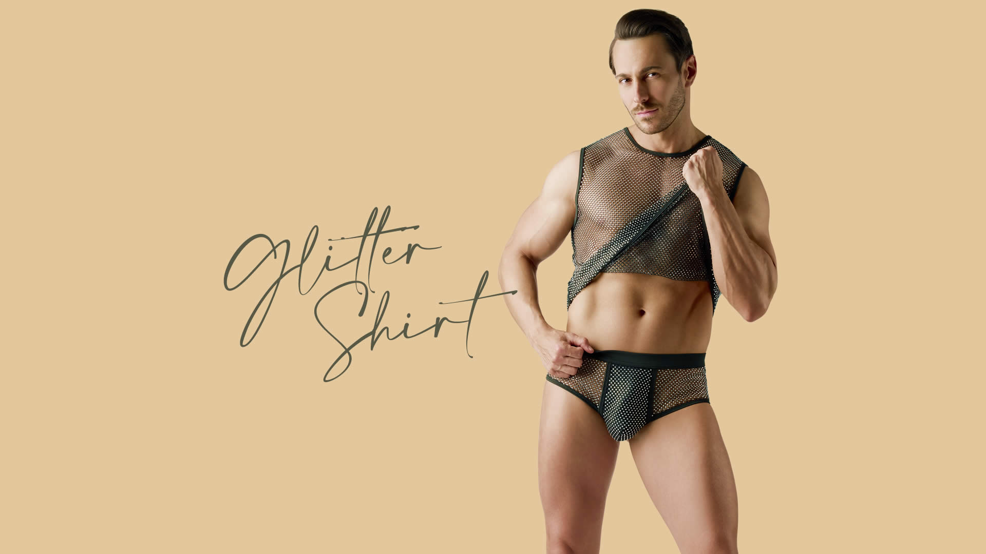 Herre Net Shirt med Glitrende Effekt