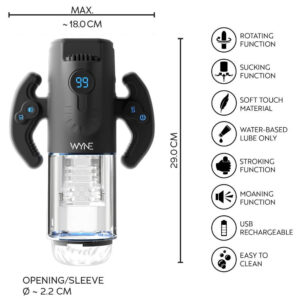 Wyne Masturbator 11 med Rotation, Stroke og Suge Funktion