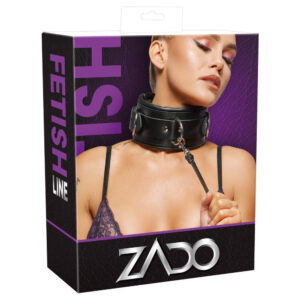Zado Læder Bondage Halsbånd i Kraftig udførsel med Line