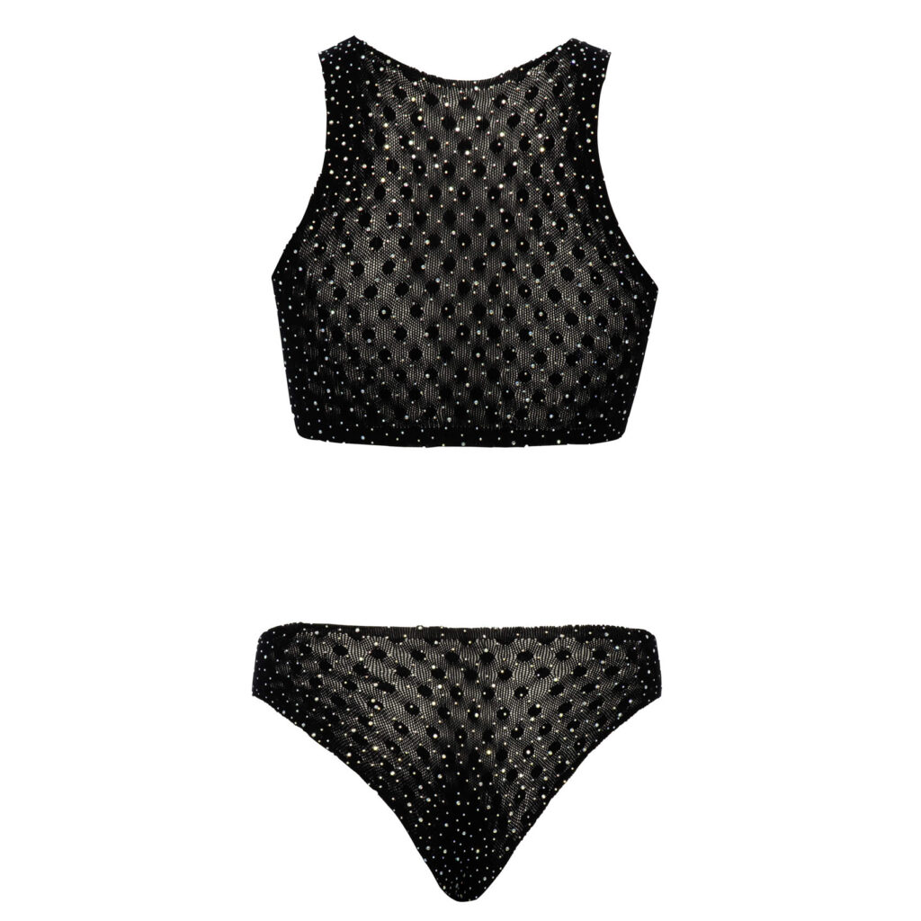 Net BH og Trusse Sæt med Funklende Smykkesten