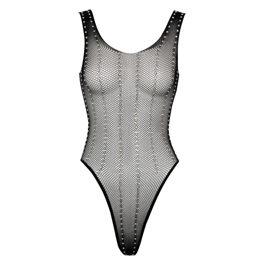 Finmasket Fishnet Body med Funklende Smykkesten