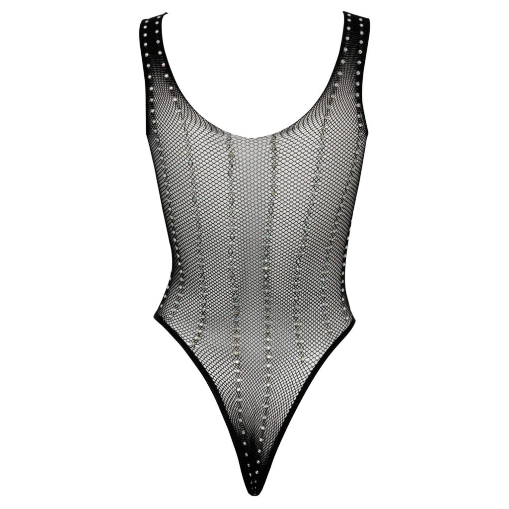 Finmasket Fishnet Body med Funklende Smykkesten
