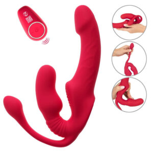 Strapless Strap-on Triple Teaser Vibrator med Fjernbetjening