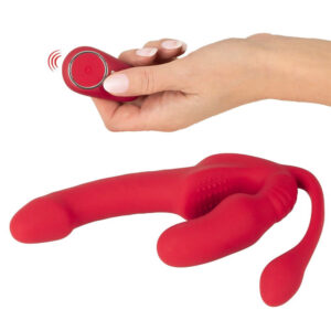 Strapless Strap-on Triple Teaser Vibrator med Fjernbetjening