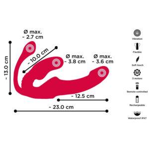 Strapless Strap-on Triple Teaser Vibrator med Fjernbetjening