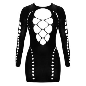 Sort Mini Kjole med Cut-outs og Dyb Udskæring