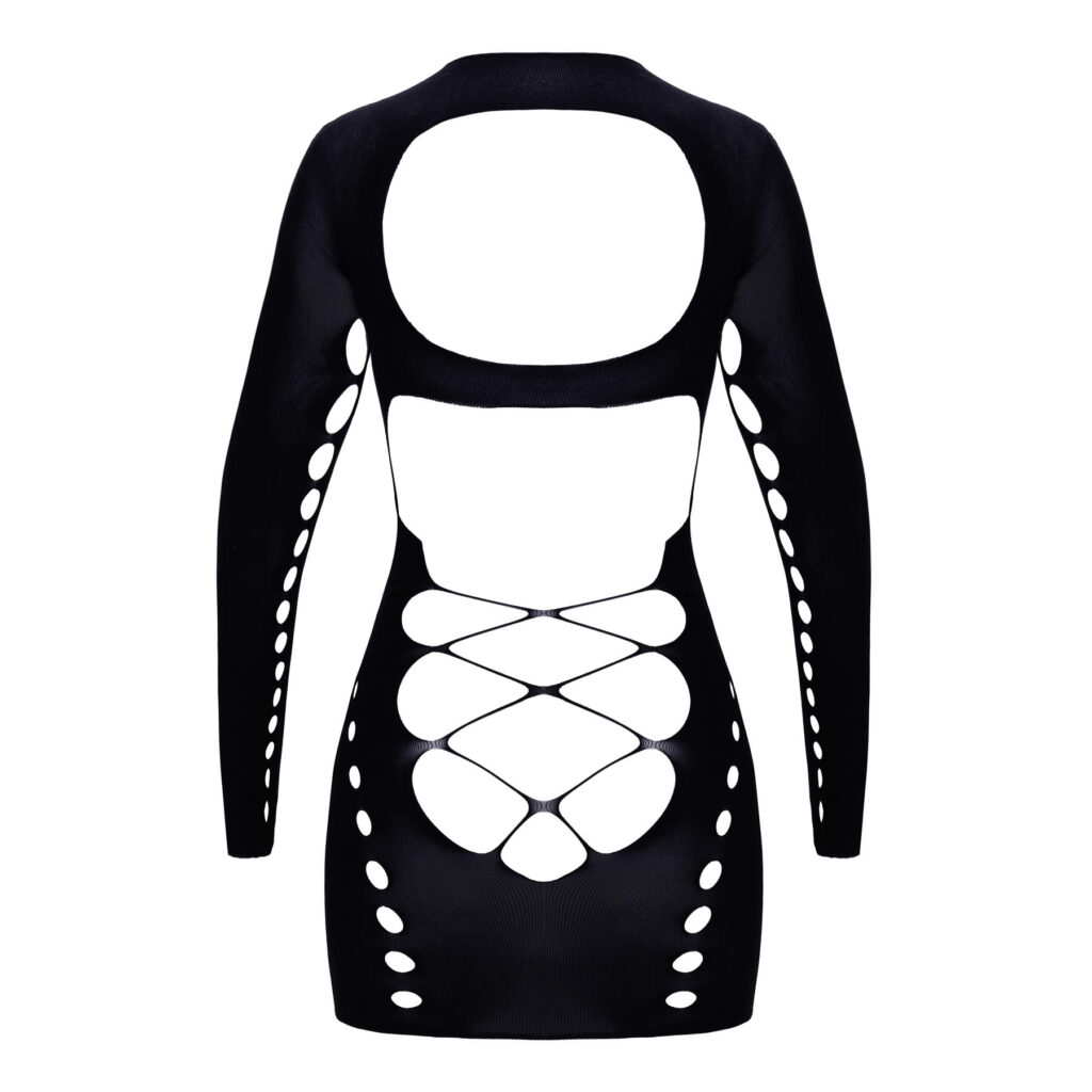 Sort Mini Kjole med Cut-outs og Dyb Udskæring