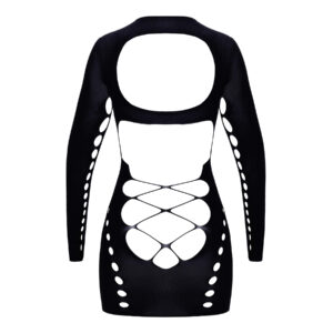 Sort Mini Kjole med Cut-outs og Dyb Udskæring