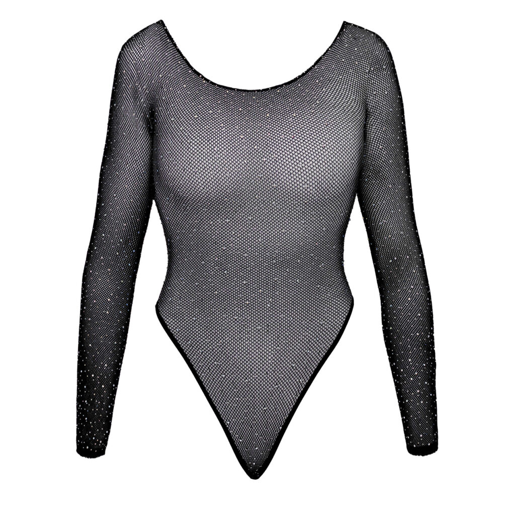 Langærmet Rio Net Body med Glittersten