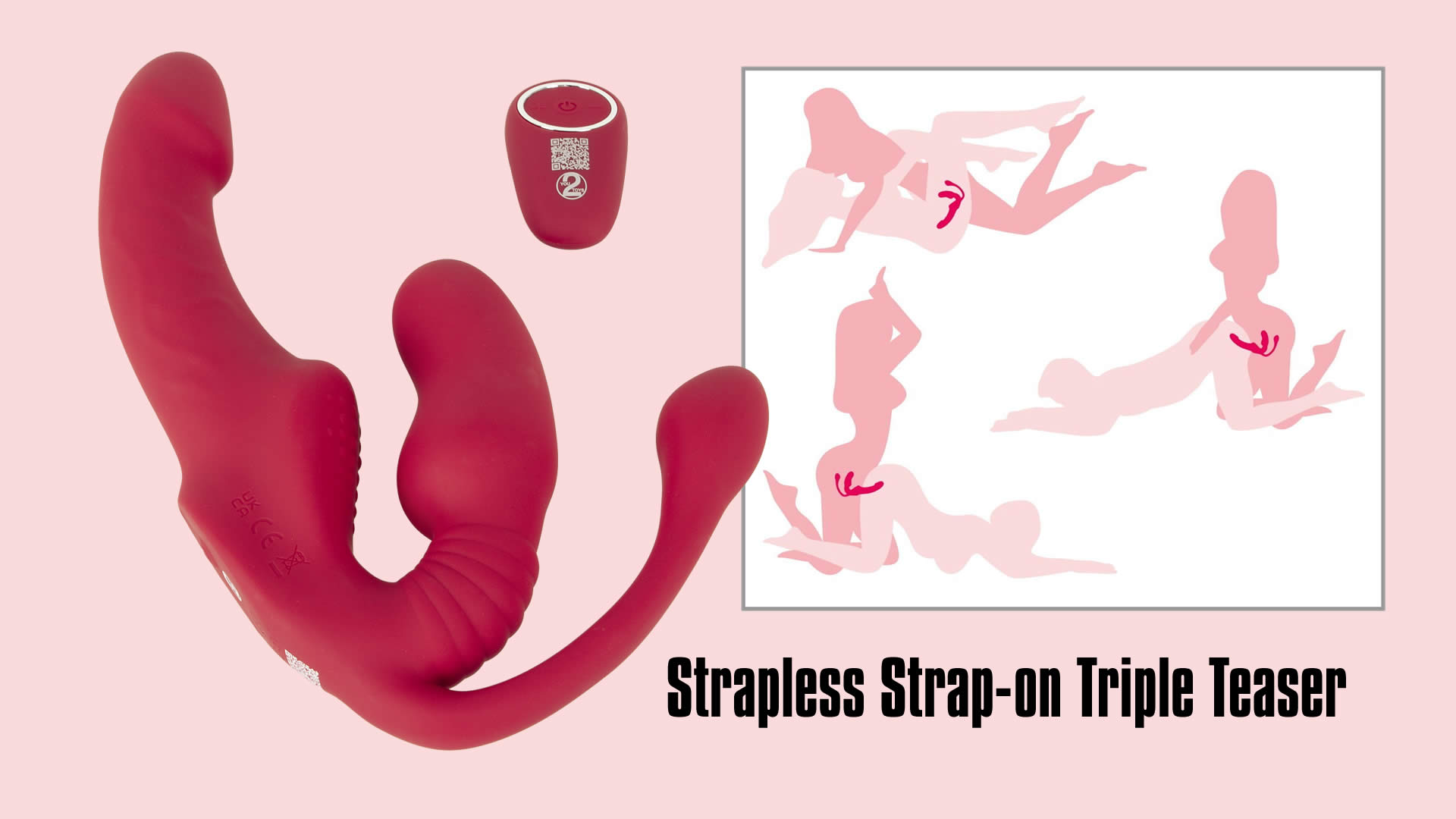 Strapless Strap-on Triple Teaser Vibrator med Fjernbetjening