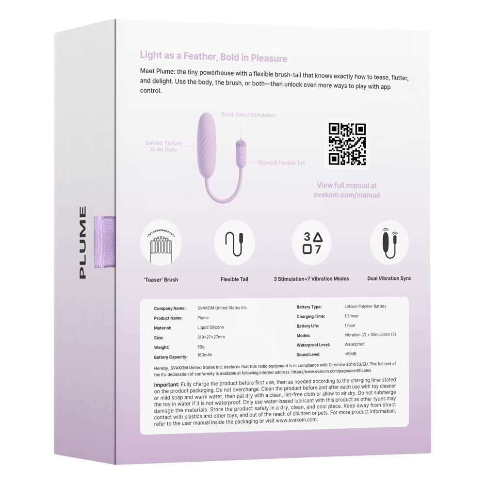 Svakom Plume App Styret Trådløs Vibrator Æg med Vibro Børste