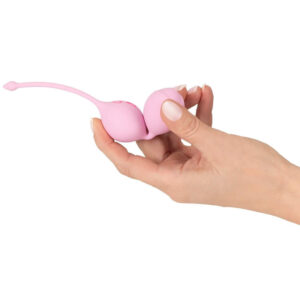 Cuties Rose Silikone Duo Bækkenbundskugler med Vibro Kugle