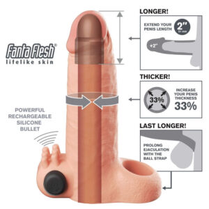 Fantasy X-tensions Penis Sleeve Real Feel 5 cm Extension med Vibrator