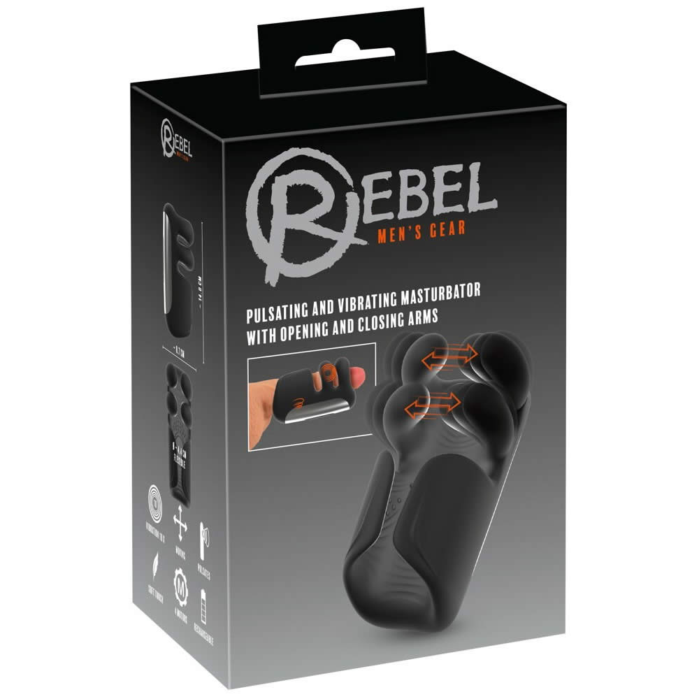 Rebel Masturbator med Pulsator, Vibrator og Åbne / Lukke Arme