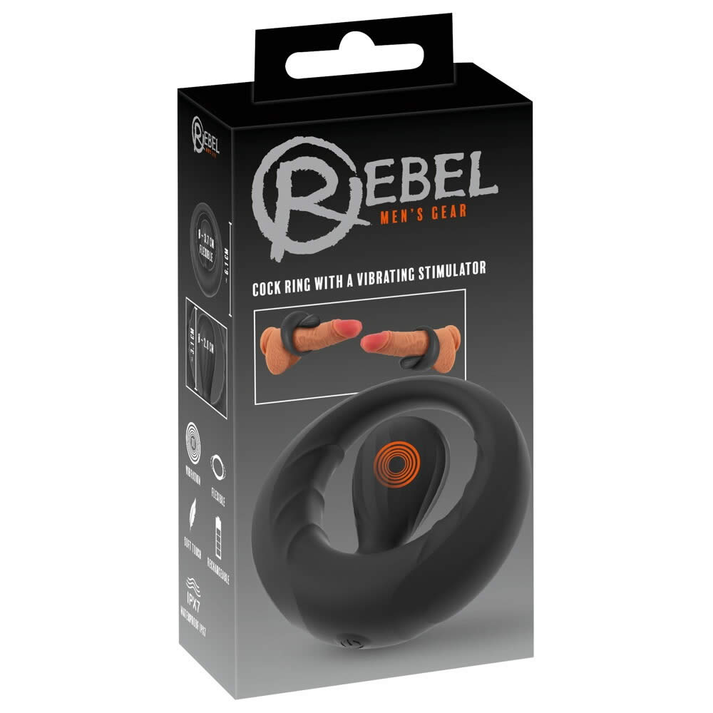 Rebel Mens Gear Penisring med Vibrerende Stimulator